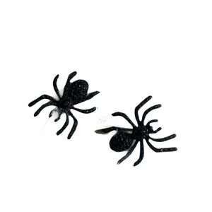 Pre-owned Dazzling Black Beaded Spider Post Earrings